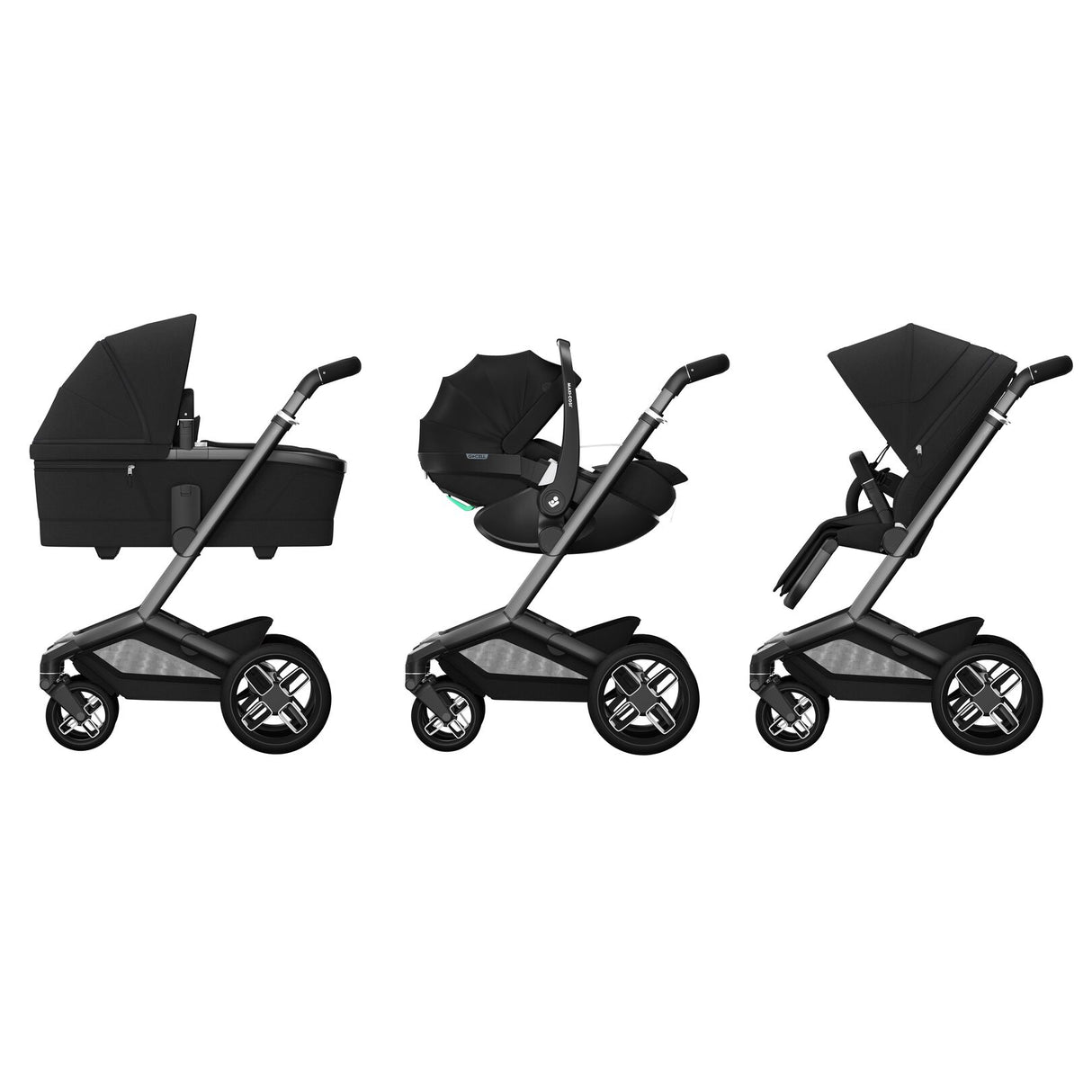 Maxi Cosi Fame 7 Piece Essential Pushchair Bundle - Twillic Black