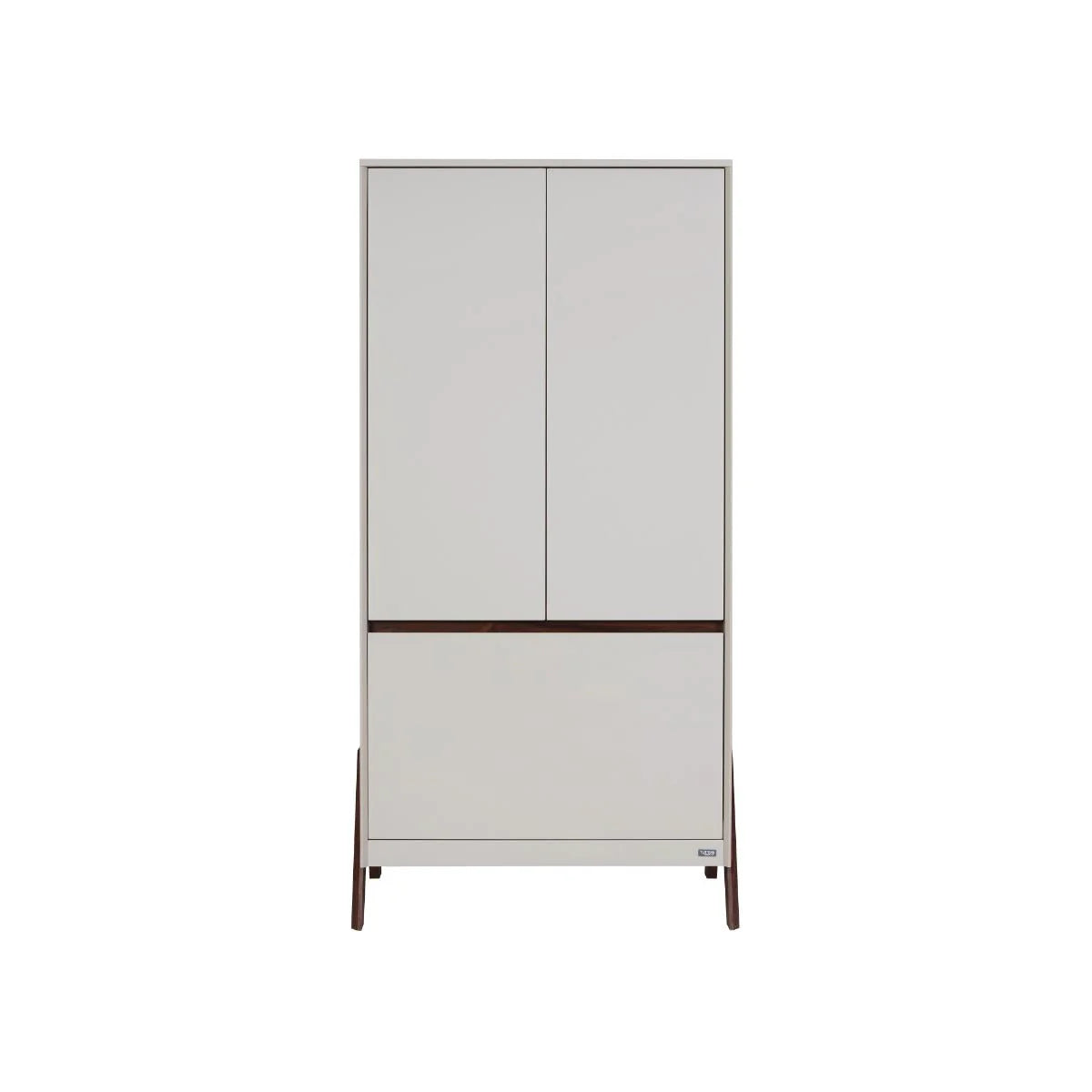 Tutti Bambini Fuori Mini 3 Piece Nursery Furniture Set with Cot Bed, Dresser & Wardrobe - White Sand / Warm Walnut