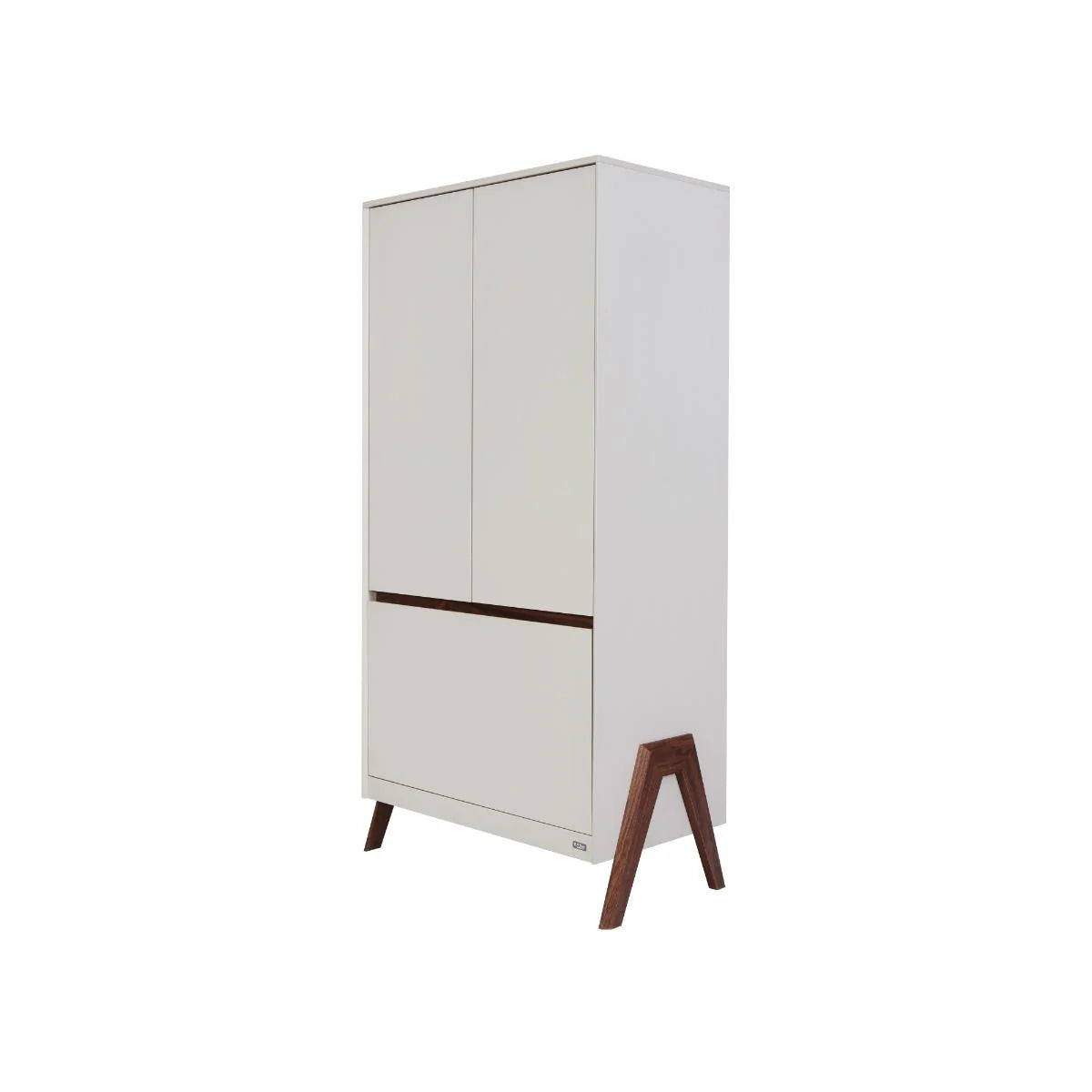 Tutti Bambini Fuori Mini 3 Piece Nursery Furniture Set with Cot Bed, Dresser & Wardrobe - White Sand / Warm Walnut