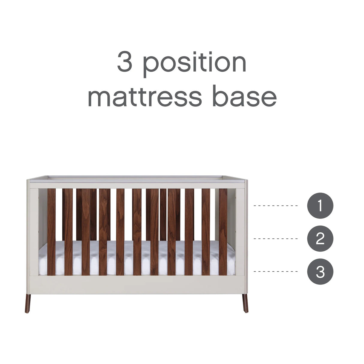 Tutti Bambini Fuori 3 Piece Nursery Furniture Set with Cot Bed, Dresser & Wardrobe - White Sand / Warm Walnut