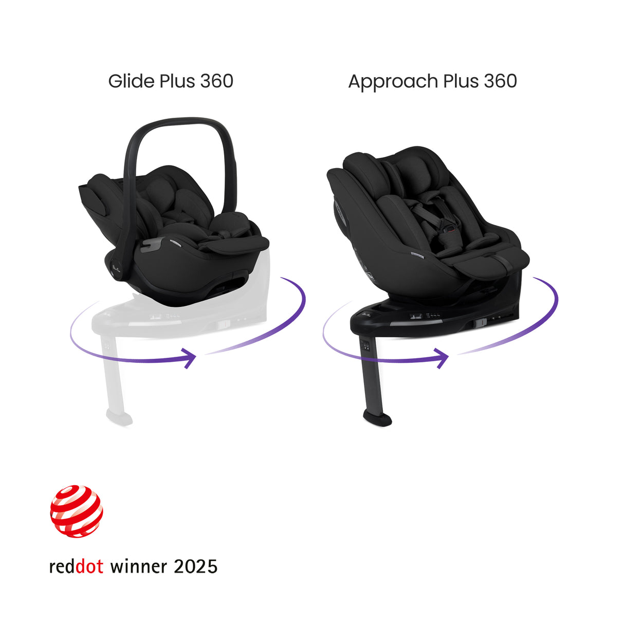 Silver Cross 360 Plus Car Seat Bundle - Glide, Approach & ISOFIX Base 360 Plus - Iconic Black