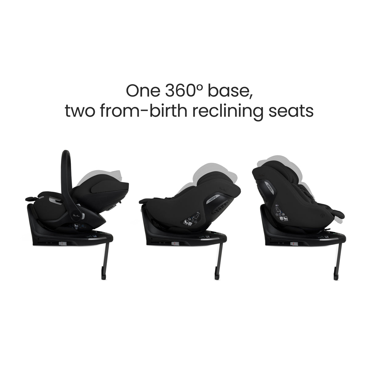 Silver Cross 360 Plus Car Seat Bundle - Glide, Approach & ISOFIX Base 360 Plus - Iconic Black