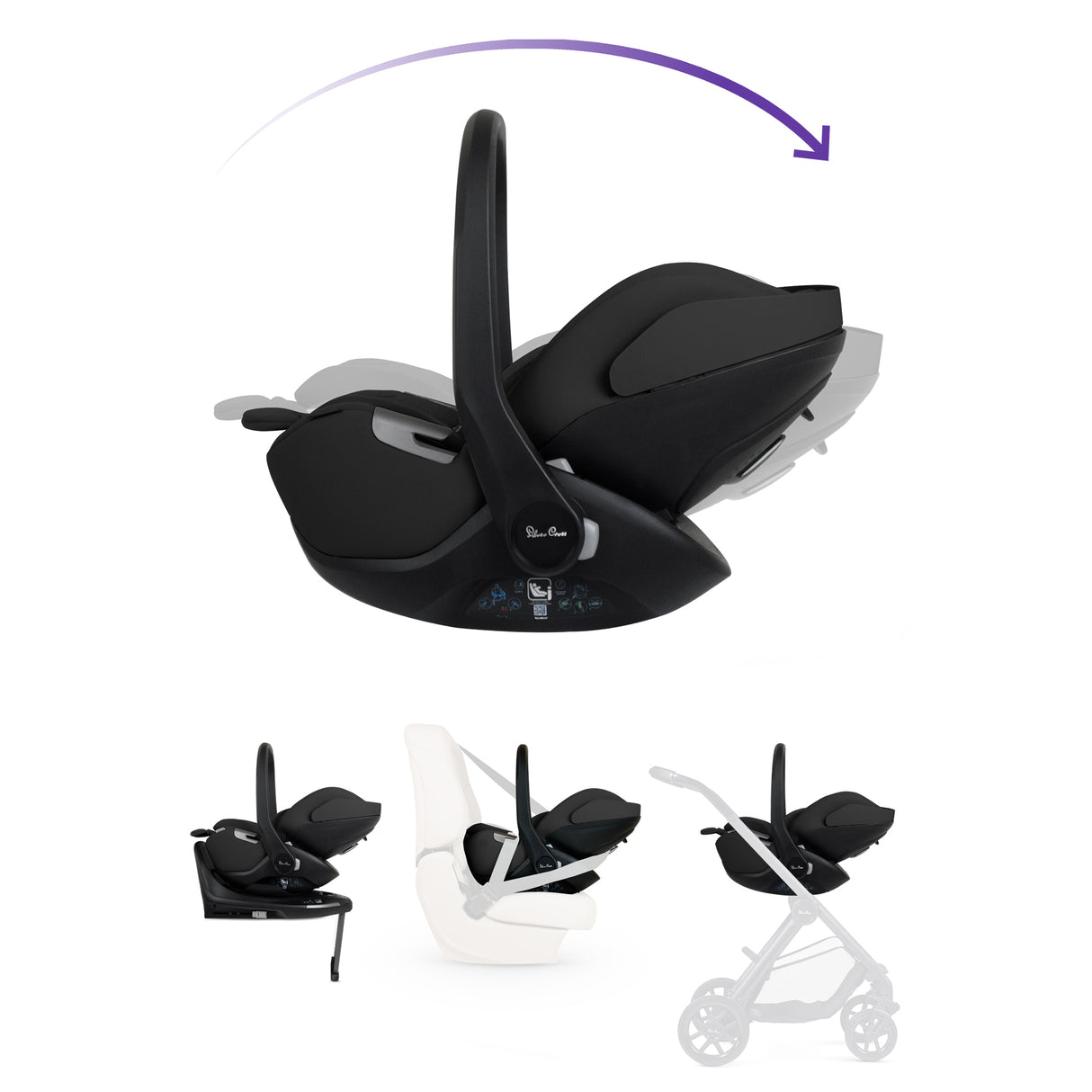 Silver Cross 360 Plus Car Seat Bundle - Glide, Approach & ISOFIX Base 360 Plus - Iconic Black
