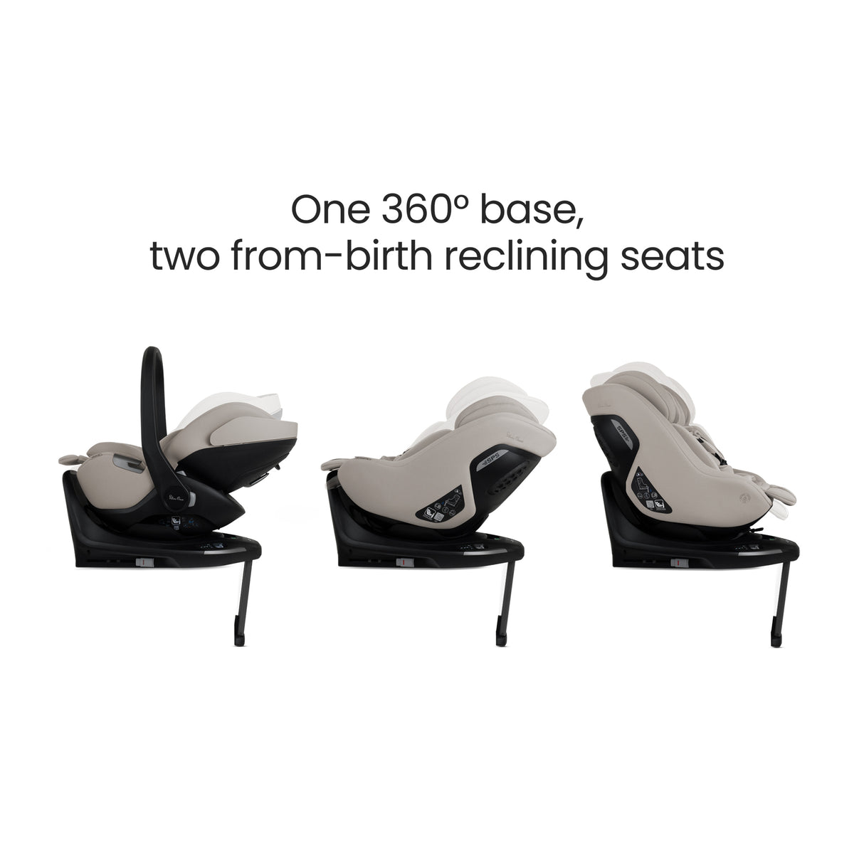Silver Cross 360 Plus Car Seat Bundle - Glide, Approach & ISOFIX Base 360 Plus - Natural Taupe