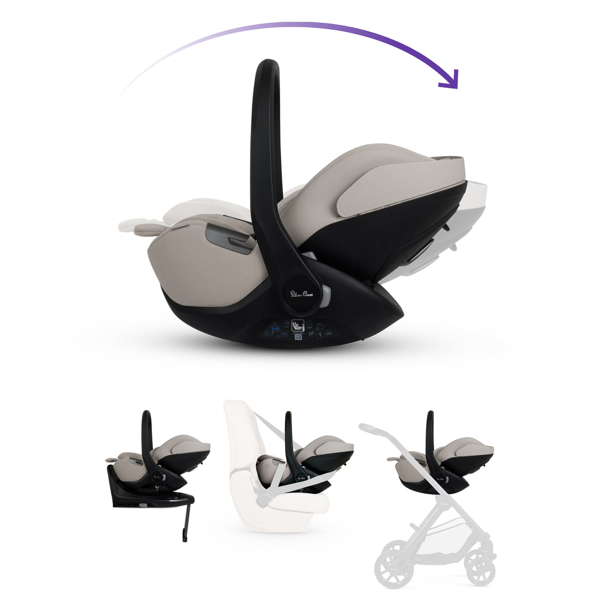 Silver Cross 360 Plus Car Seat Bundle - Glide, Approach & ISOFIX Base 360 Plus - Natural Taupe