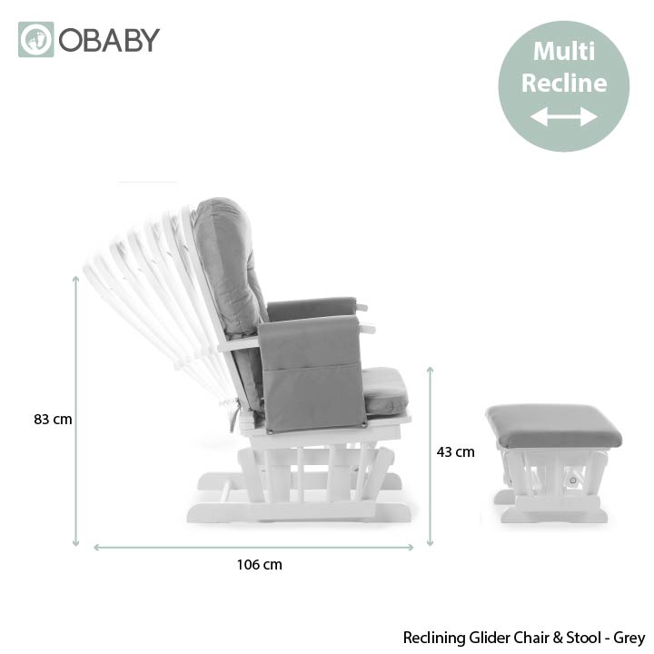 Obaby Reclining Glider Chair & Stool - Grey