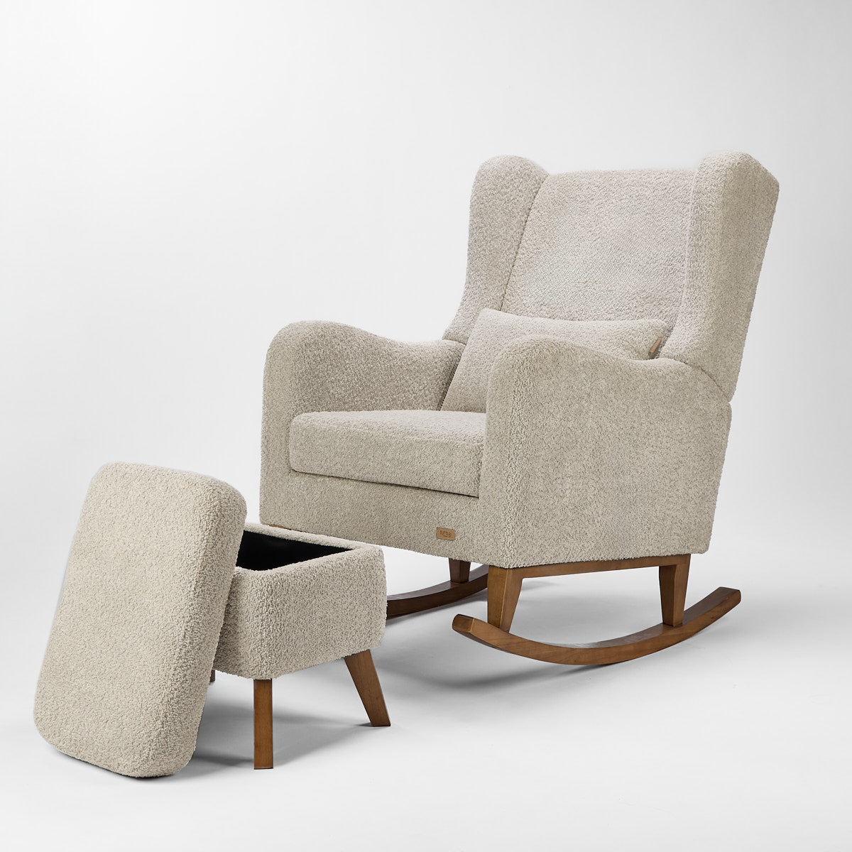 Tutti Bambini Harper Wingback Rocking Chair & Footstool - Teddy Mushroom
