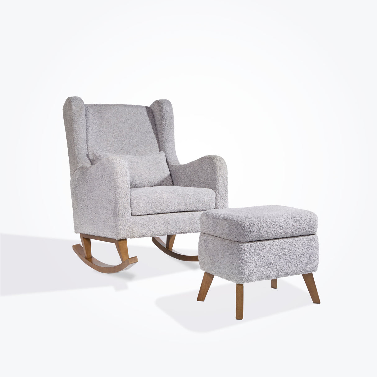 Tutti Bambini Harper Wingback Rocking Chair & Footstool - Teddy Cloud