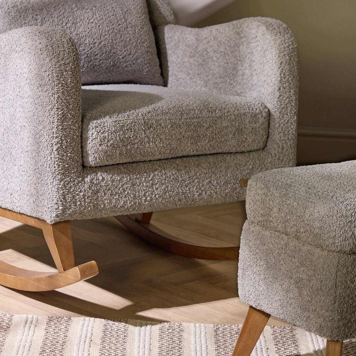 Tutti Bambini Harper Wingback Rocking Chair & Footstool - Teddy Cloud