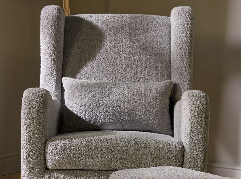 Tutti Bambini Harper Wingback Rocking Chair & Footstool - Teddy Cloud