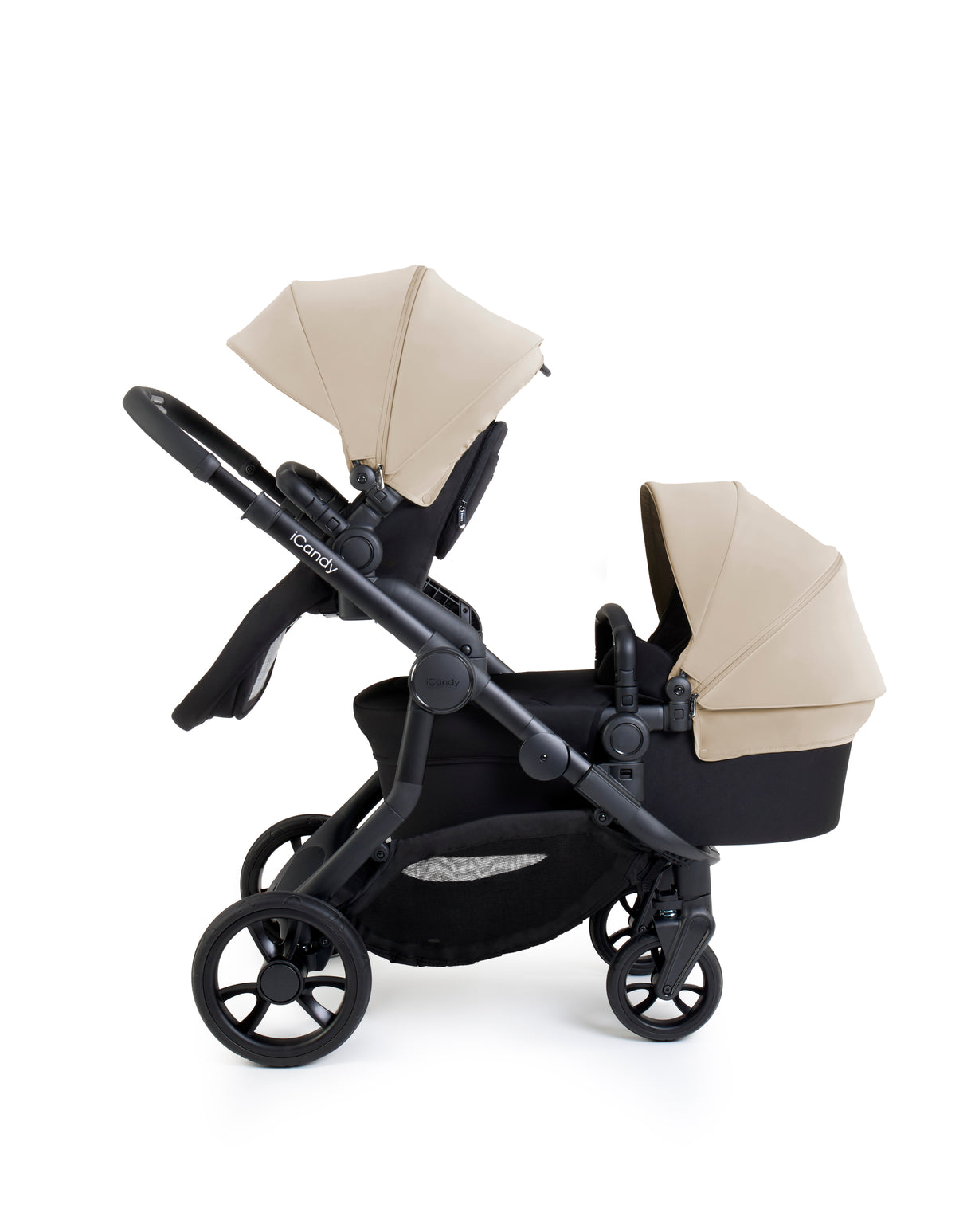 iCandy Orange 4 Single to Double Pushchair Bundle with Accessories - Latte