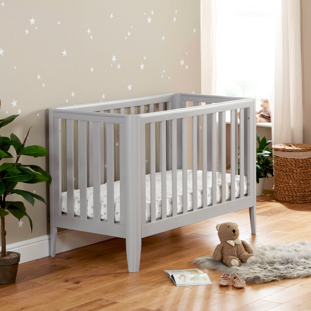 Babymore Iris Mini Cot Bed - Grey