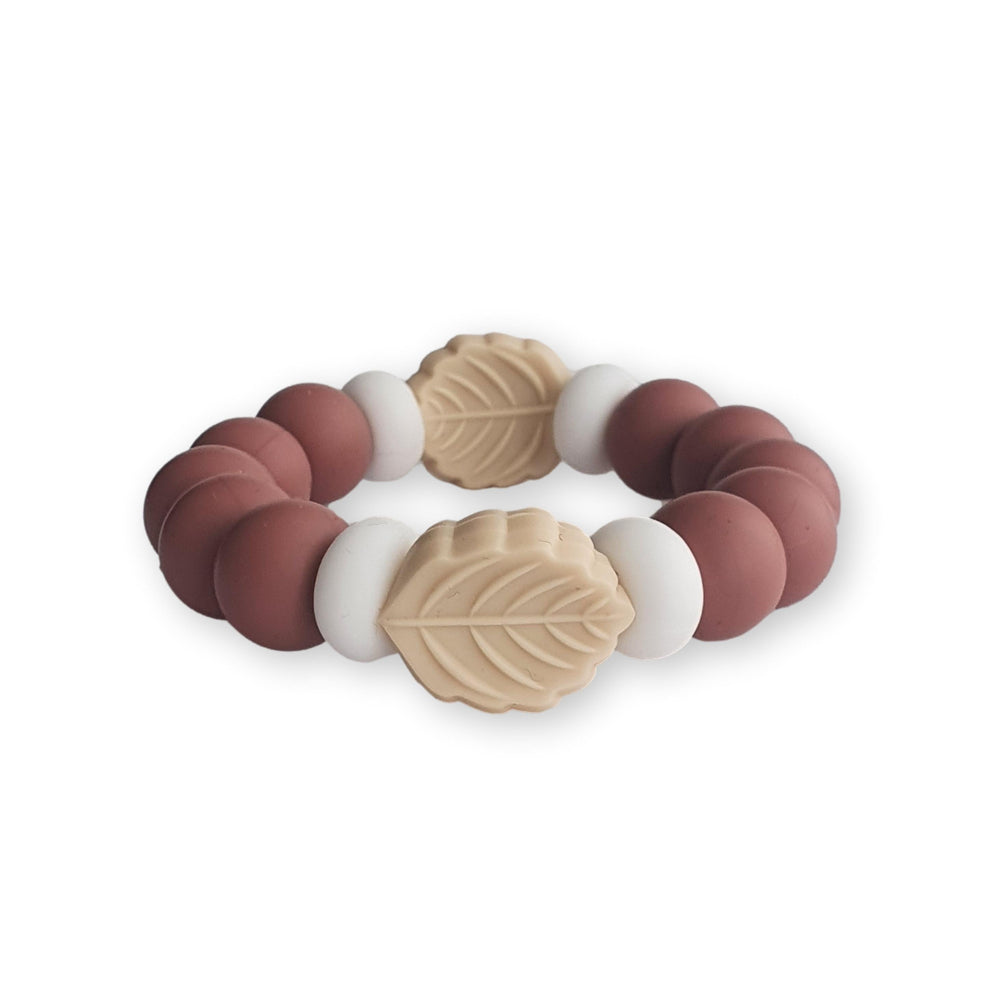 Chewies Silicone Leaf Teething Bangle - Blush