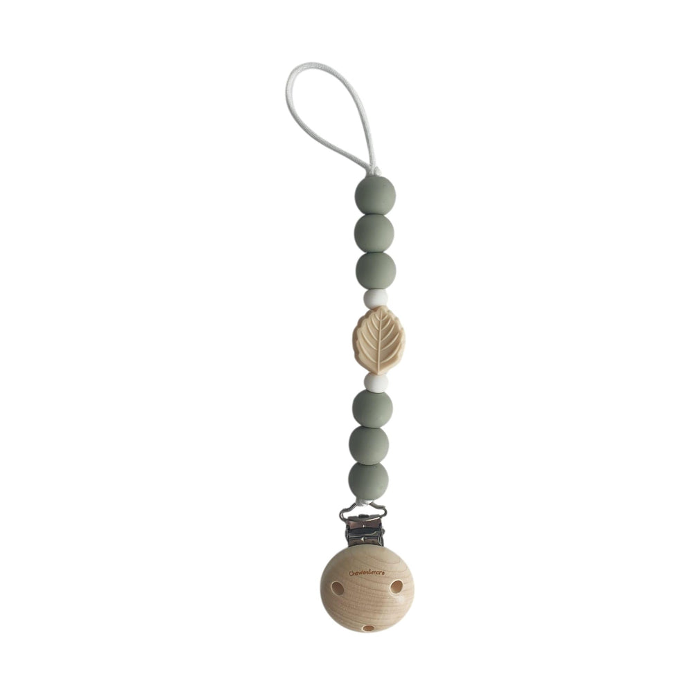 Chewies Silicone Leaf Pacifier Teething Clip - Sage