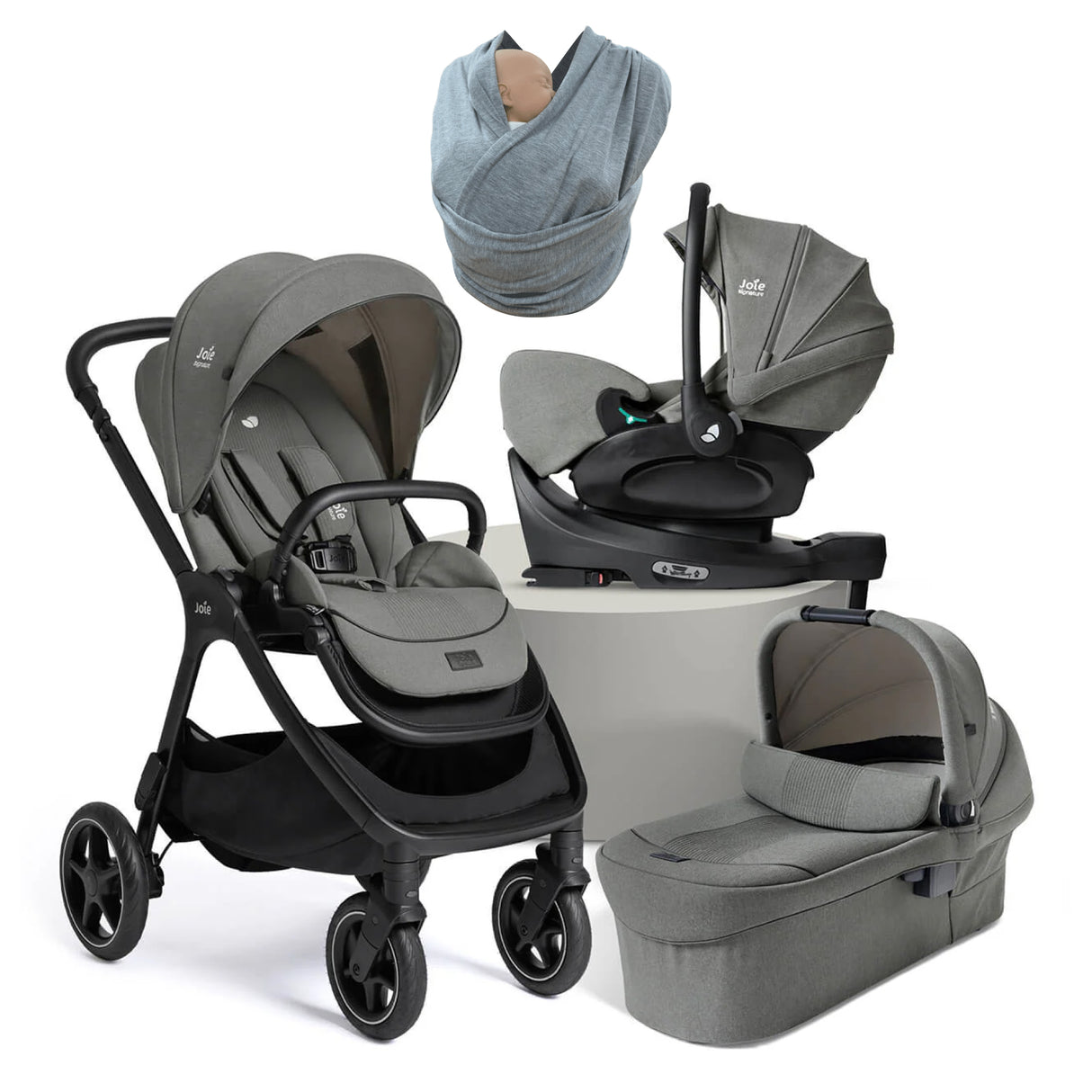Joie Finiti Flex Travel Ready Bundle with i-Level Pro Car Seat and ISOFIX Base - Evergreen