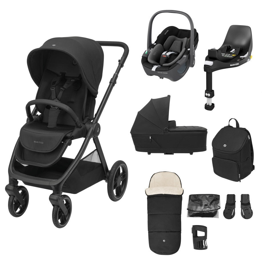 Maxi Cosi Oxford Complete Travel System Bundle with Pebble 360 & ISOFIX Base - Twillic Black