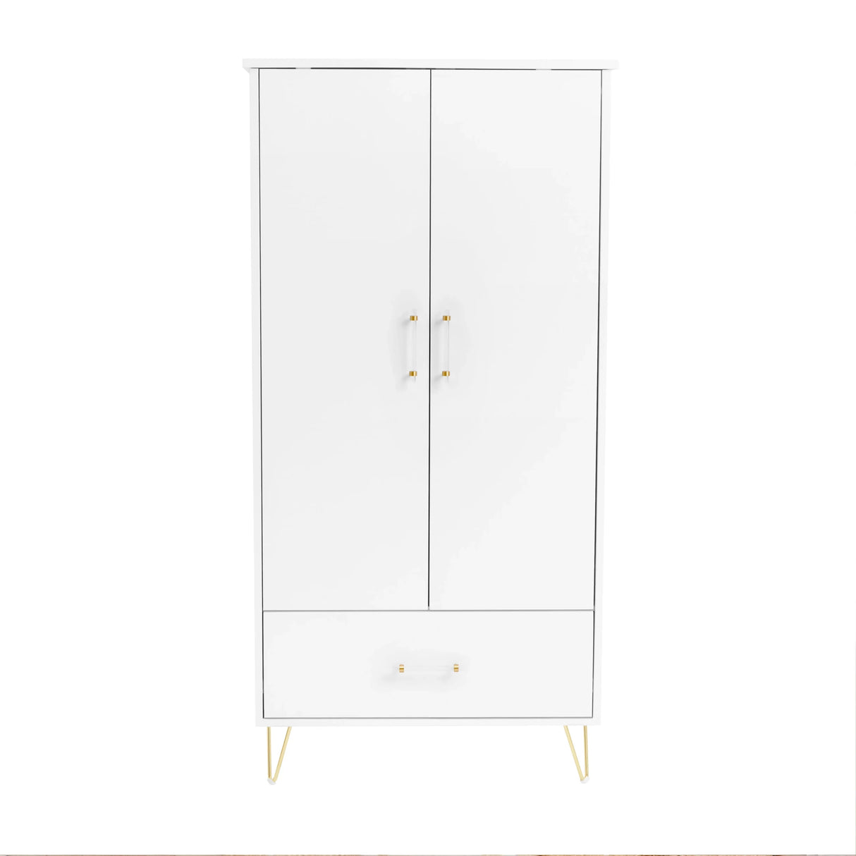 Babymore Kimi Acrylic 3 Piece Nursery Furniture Set with Cot Bed, Dresser and Wardrobe