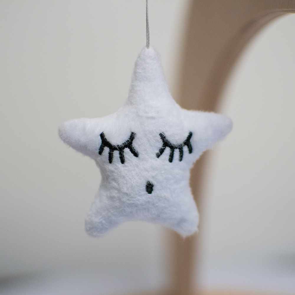 MamaToyz Dinky Wooden Baby Activity Gym with Moon & Star Soft Toys