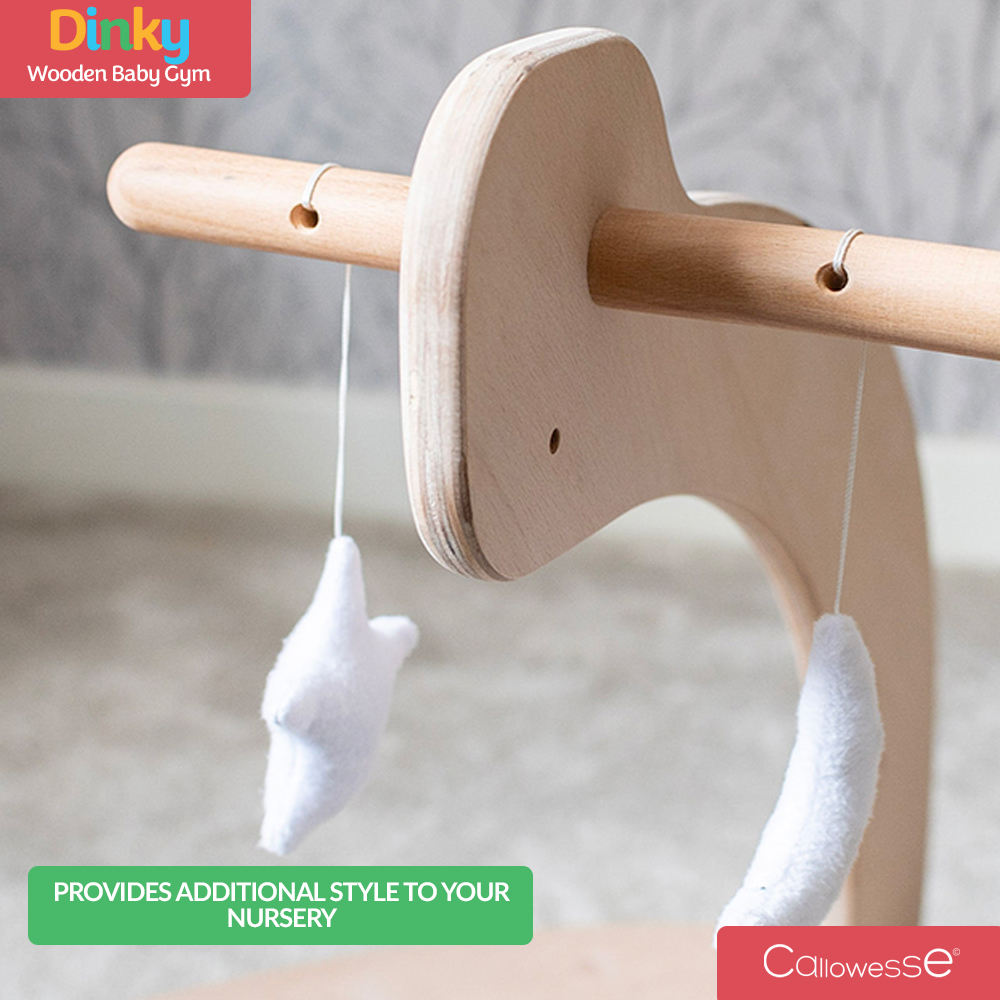 MamaToyz Dinky Wooden Baby Activity Gym with Moon & Star Soft Toys