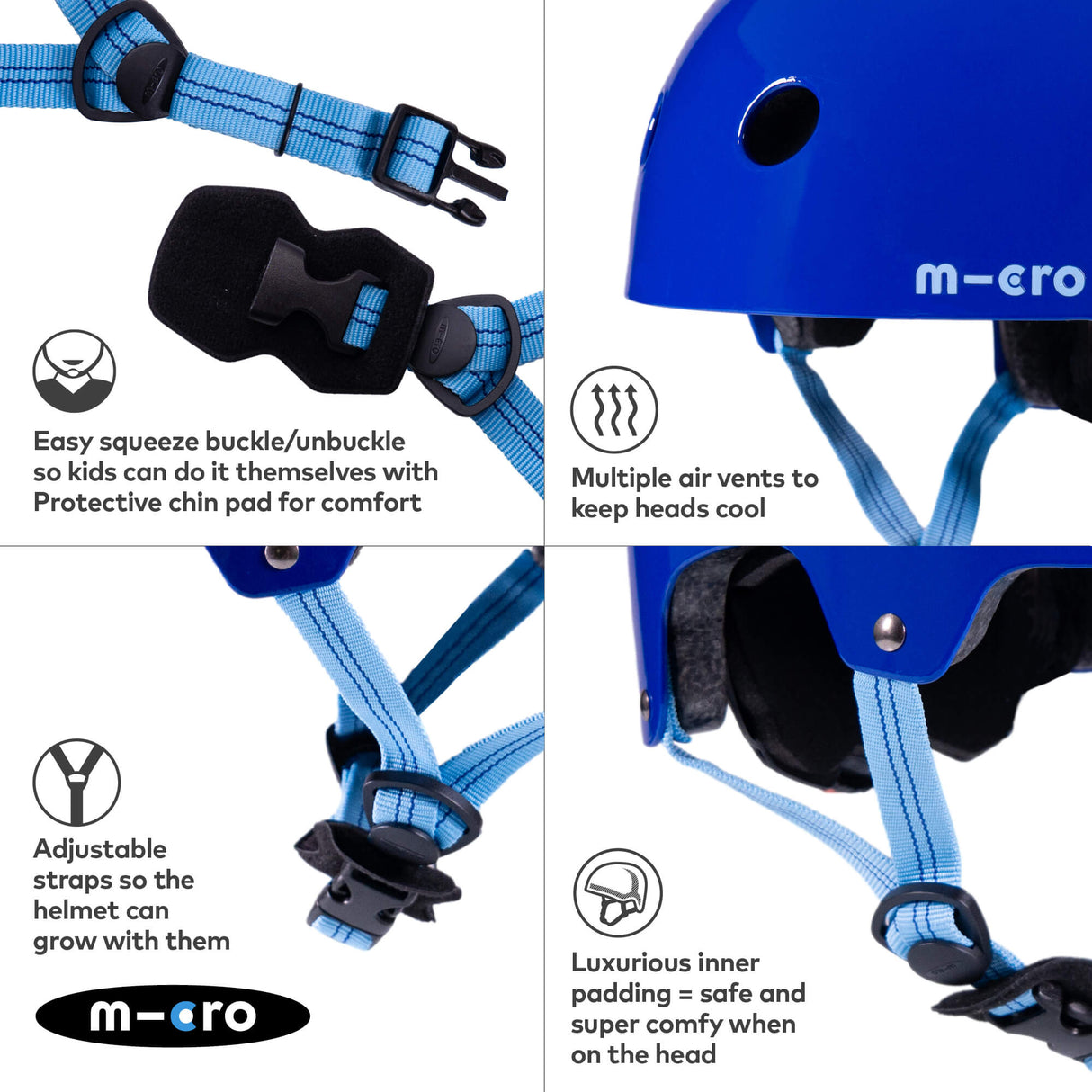 Micro Scooters Children's Glossy Helmet | Medium - Blue