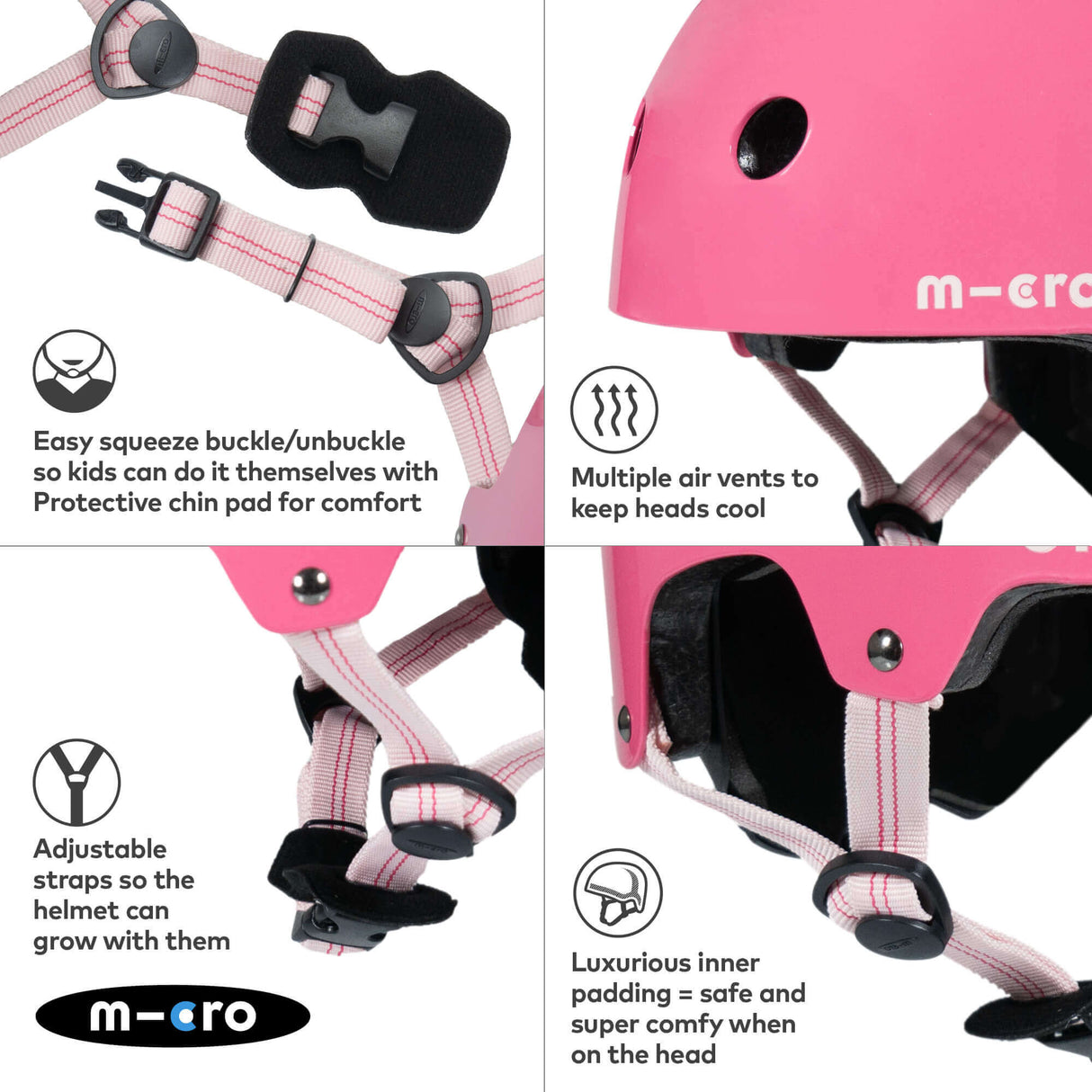 Micro Scooters Children's Glossy Helmet | Medium - Pink