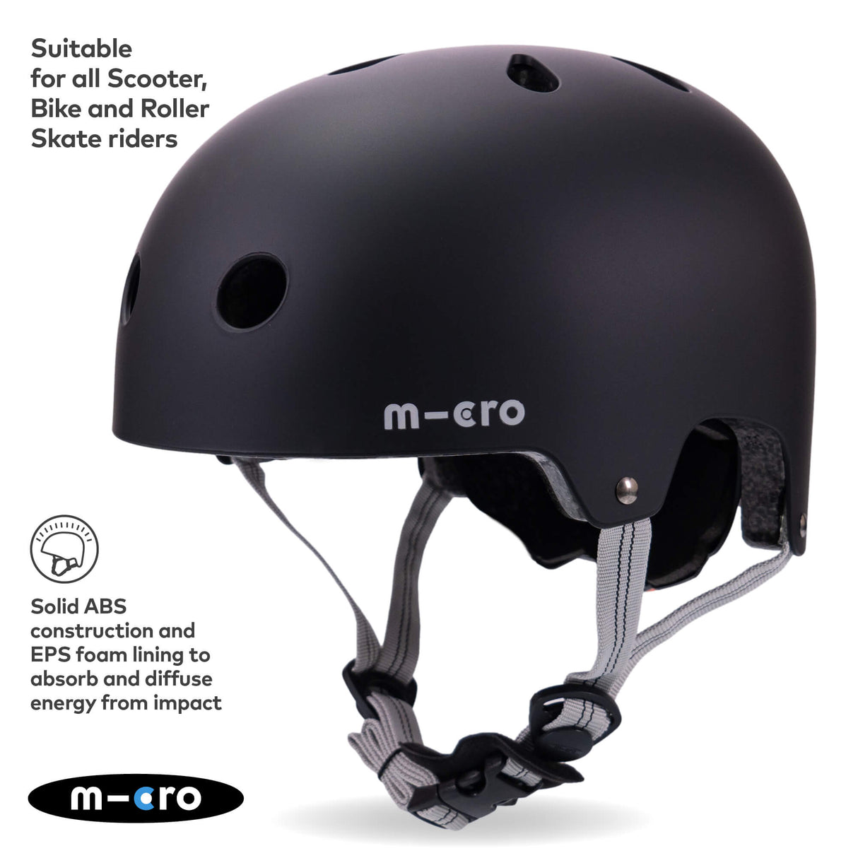 Micro Scooters Children's Matt Helmet | Medium - Black