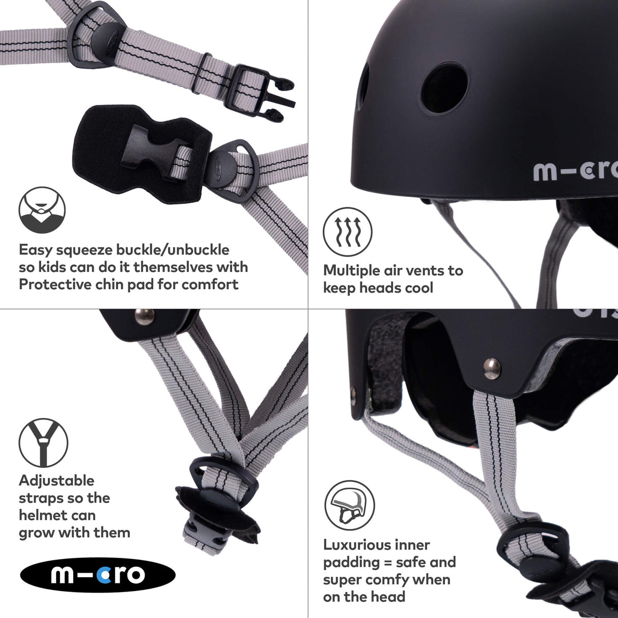 Micro Scooters Children's Matt Helmet | Medium - Black