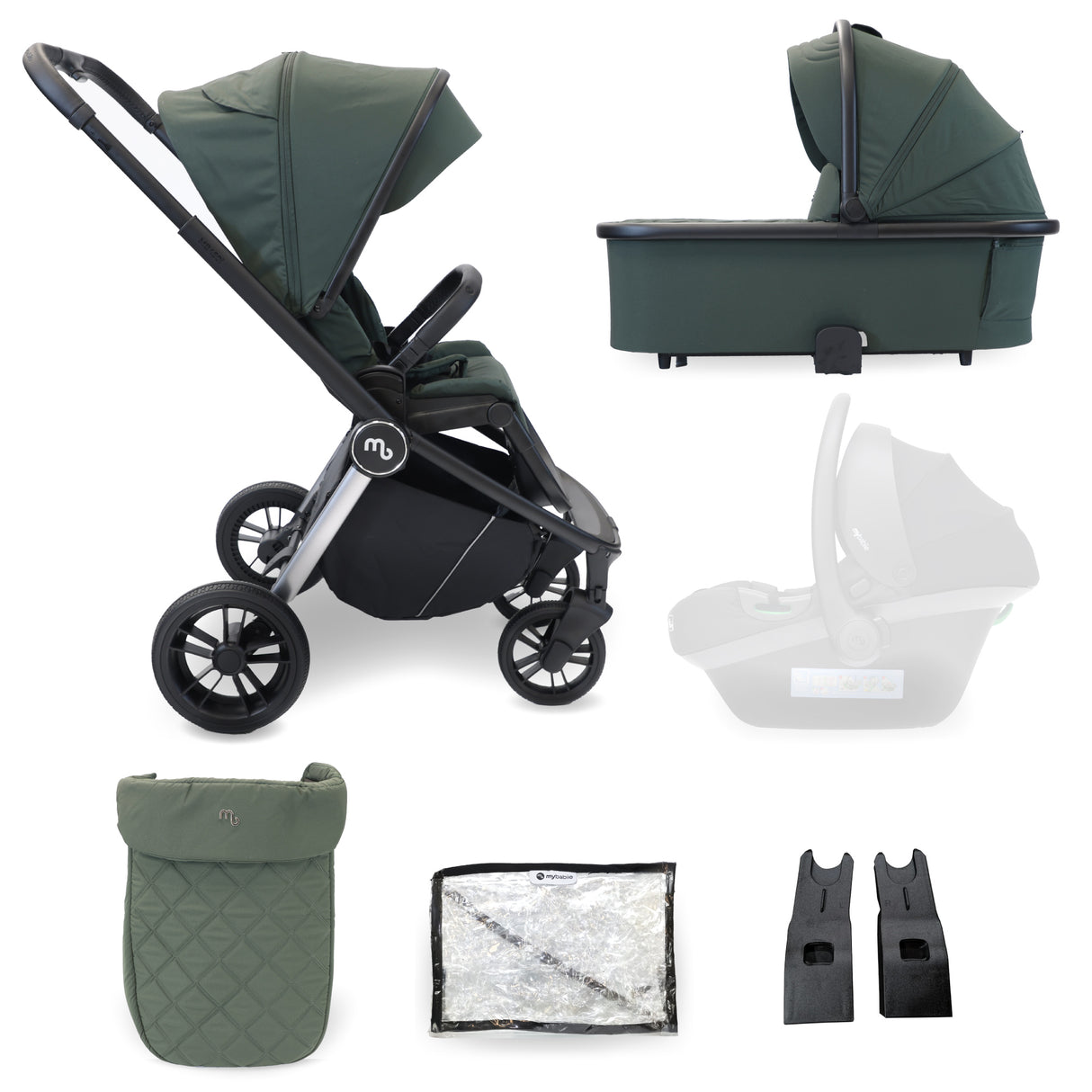 My Babiie 450 Pushchair Bundle with accessories - Forest Green
