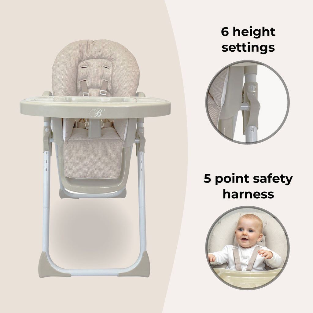 My Babiie MBHC8 Billie Faiers Premium Highchair – Oatmeal Herringbone