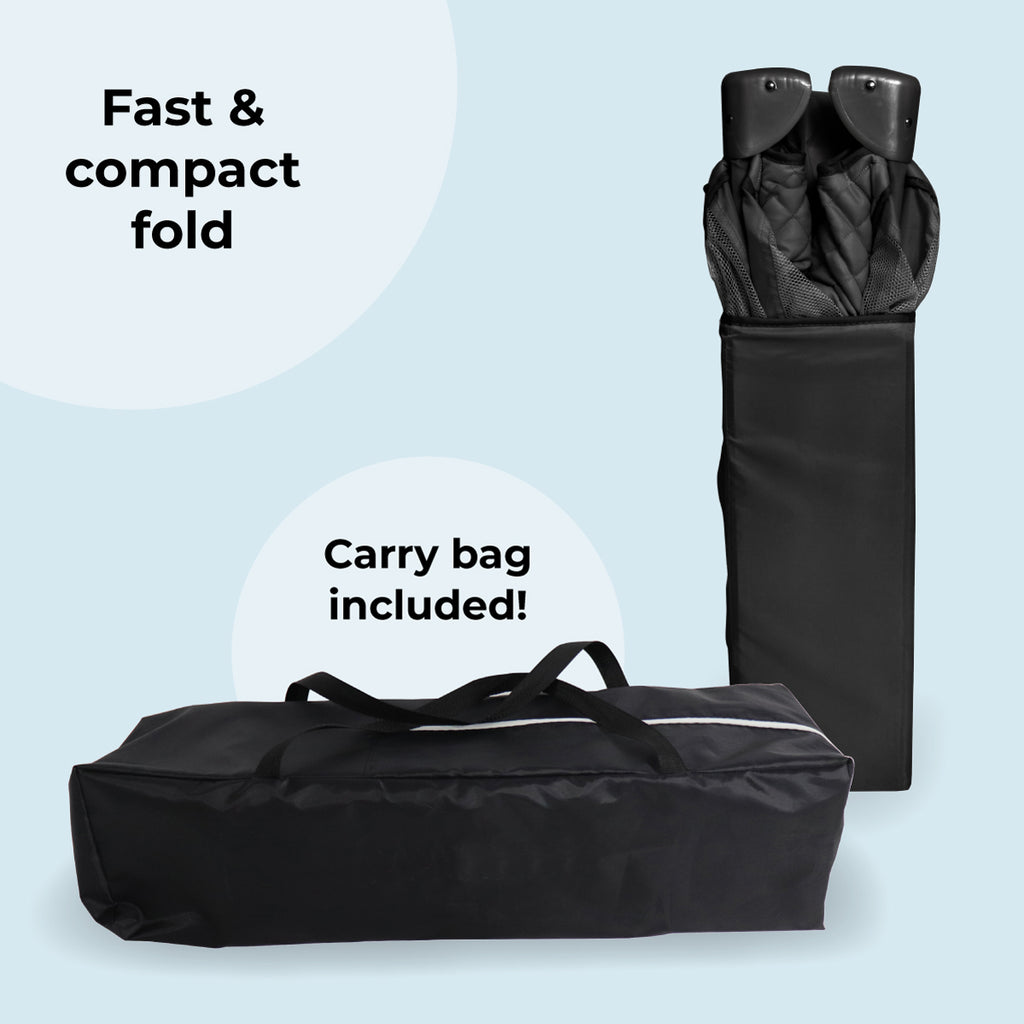 My Babiie Quilted Travel Cot - Black