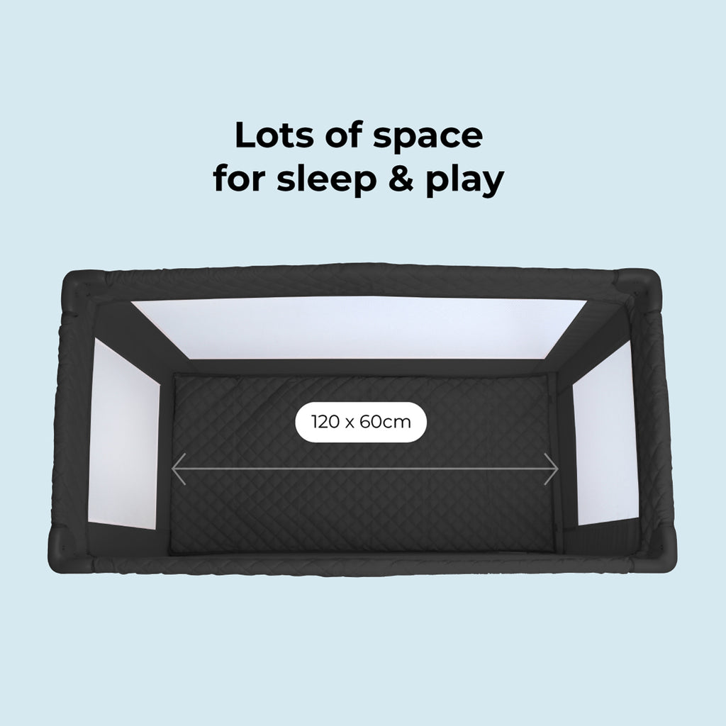 My Babiie Quilted Travel Cot - Black