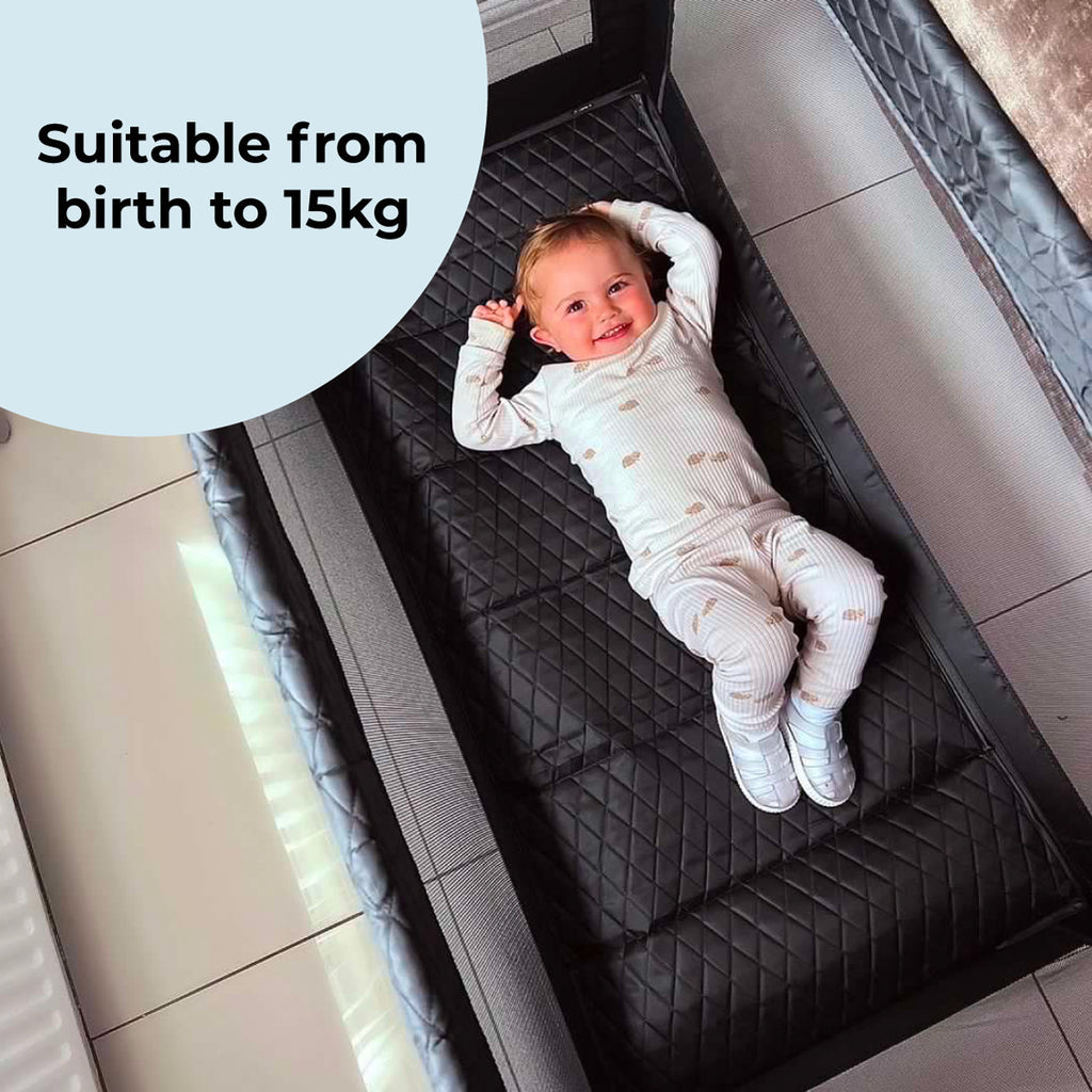 My Babiie Quilted Travel Cot - Black