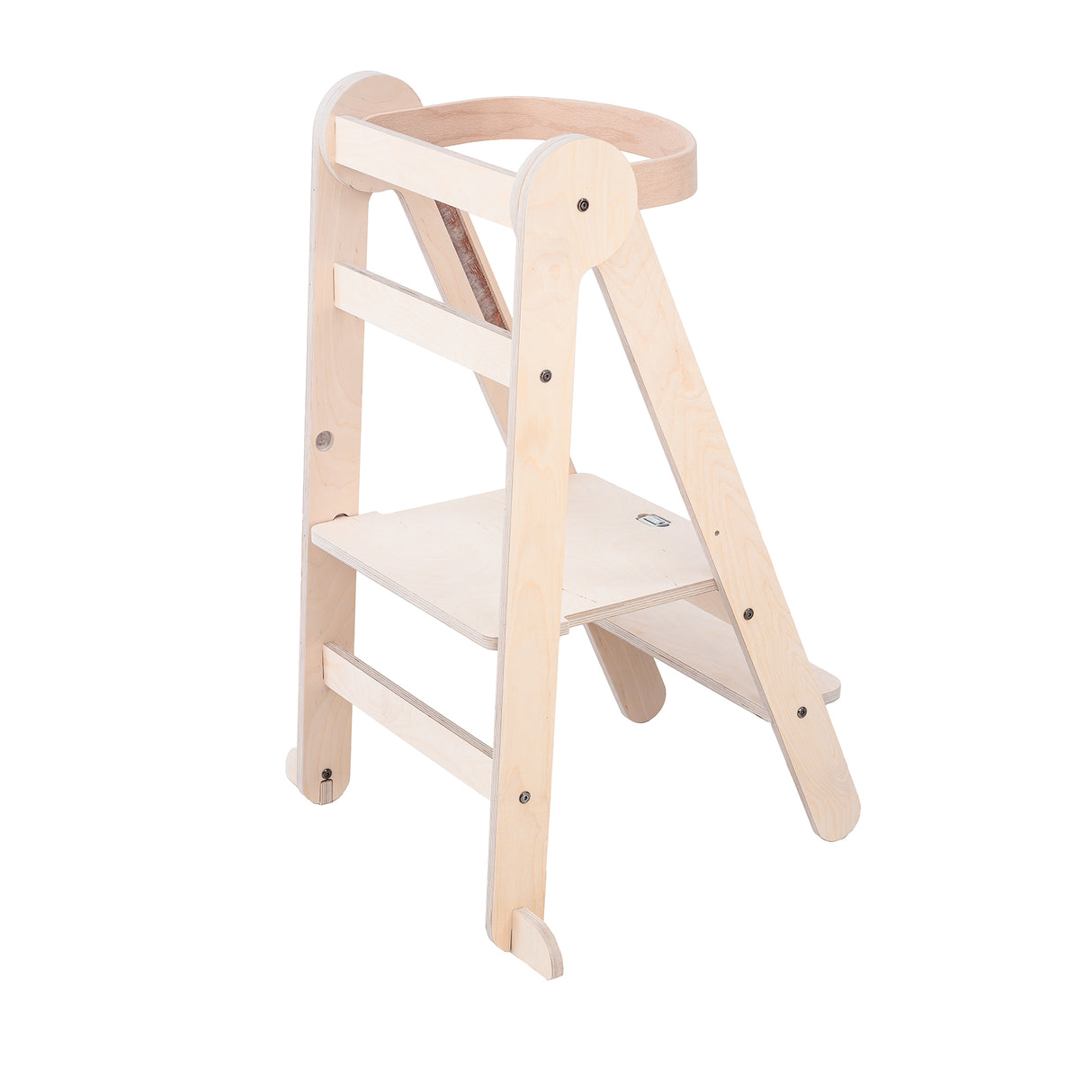 MamaToyz Folding Learning Tower - Natural Beech Wood Montessori Child Safety Platform