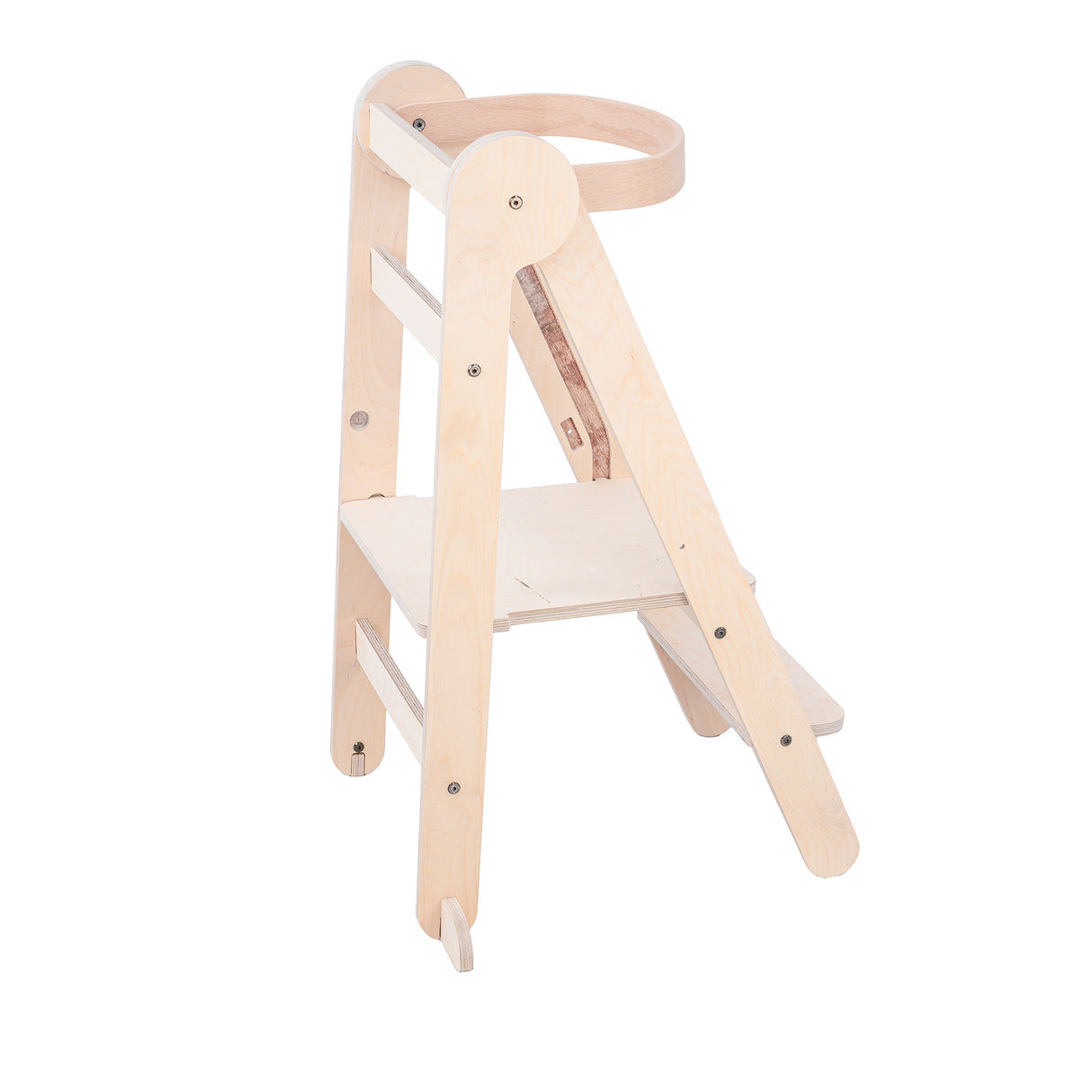 MamaToyz Folding Learning Tower - Natural Beech Wood Montessori Child Safety Platform