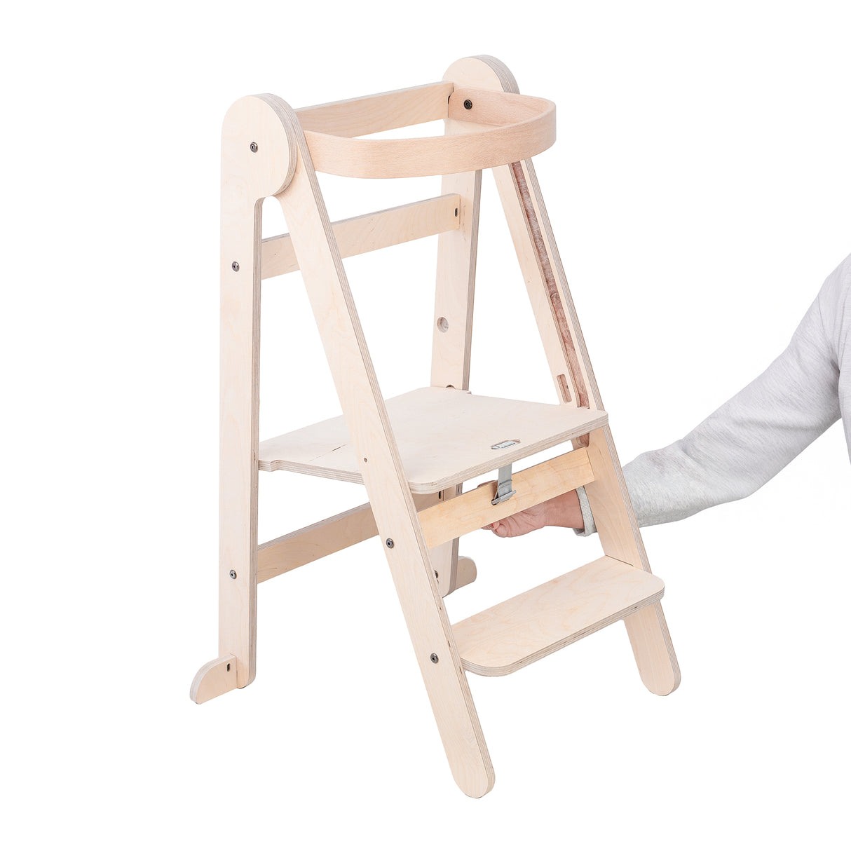 MamaToyz Folding Learning Tower - Natural Beech Wood Montessori Child Safety Platform