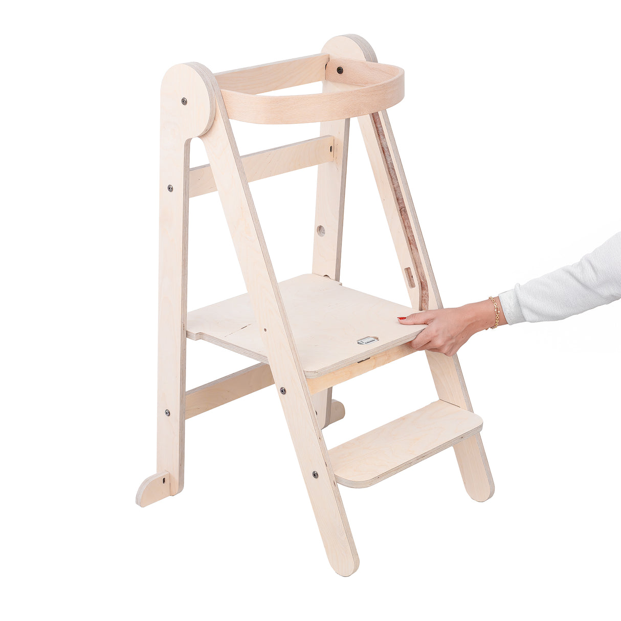 MamaToyz Folding Learning Tower - Natural Beech Wood Montessori Child Safety Platform