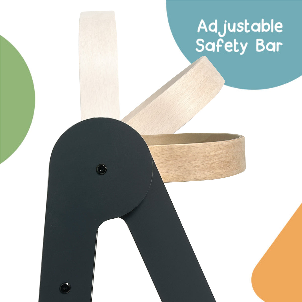 MamaToyz Folding Learning Tower Natural Beech Wood Montessori Child Safety Platform - Dark Grey / Natural