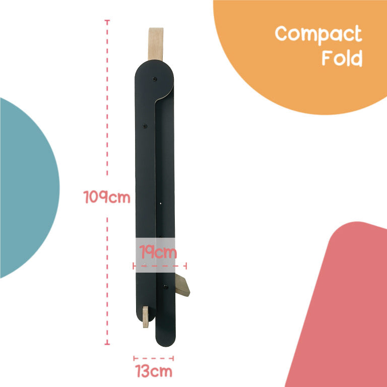 MamaToyz Folding Learning Tower Natural Beech Wood Montessori Child Safety Platform - Dark Grey / Natural