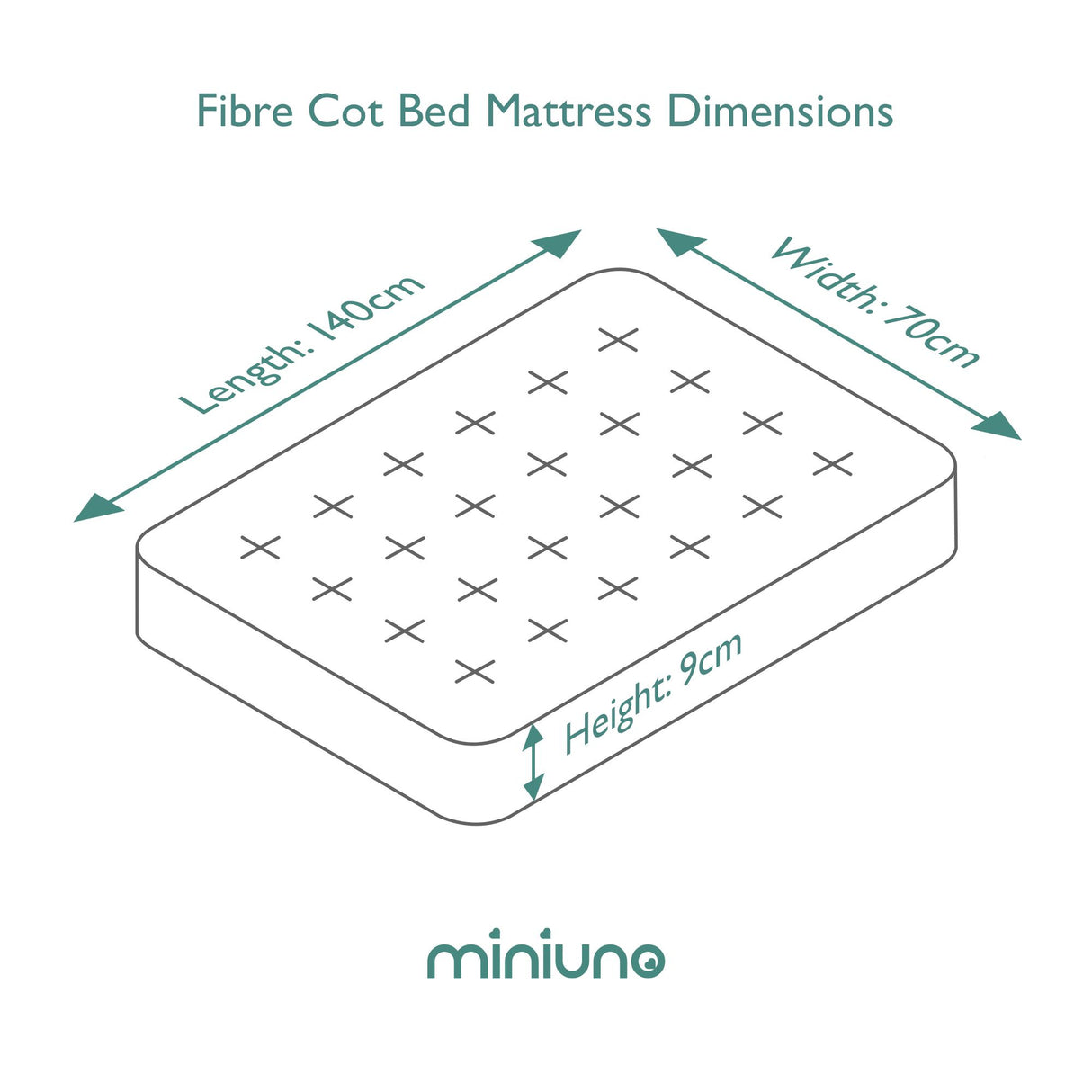 Miniuno Fibre Cot Bed Mattress - 70x140cm