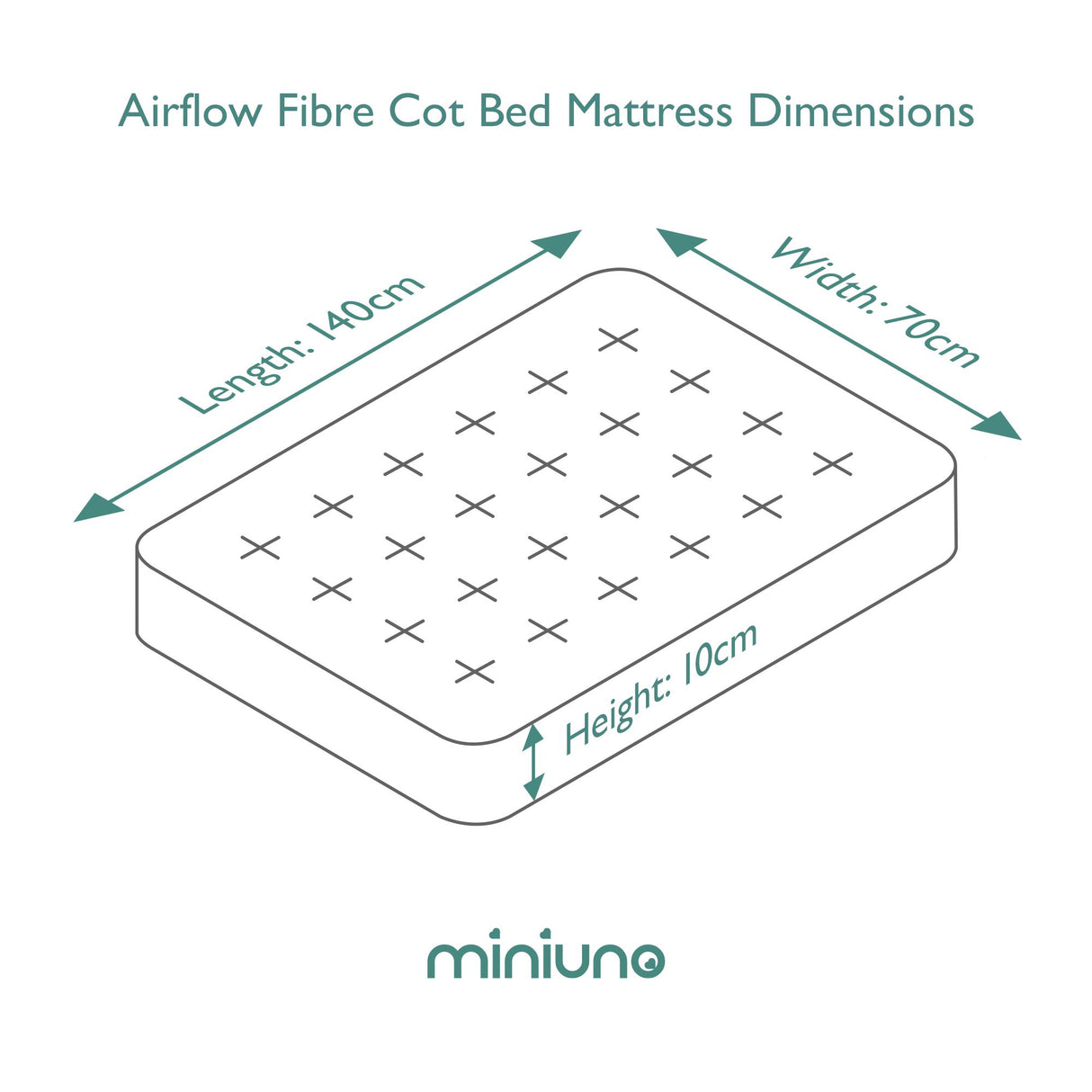 Miniuno Airflow Fibre Deluxe Cot Bed Mattress - 70x140cm