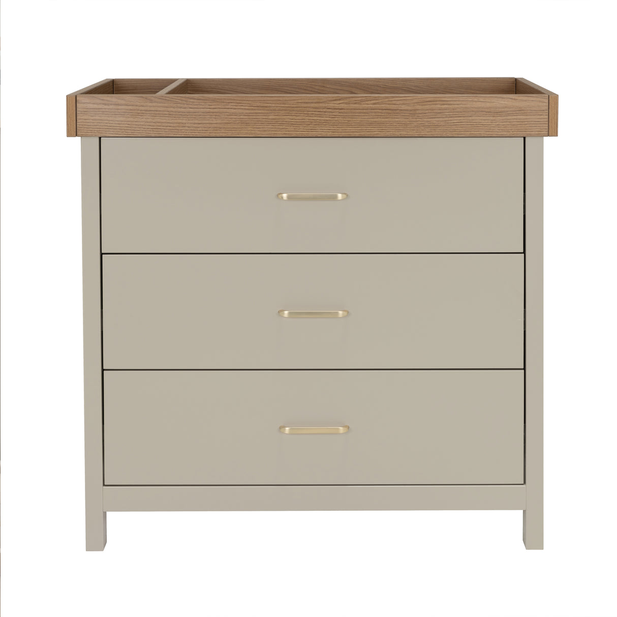 Babymore Mira 2 Piece Nursery Furniture Set with Cot Bed, Under Drawer and Dresser - Cashmere / Warm Oak