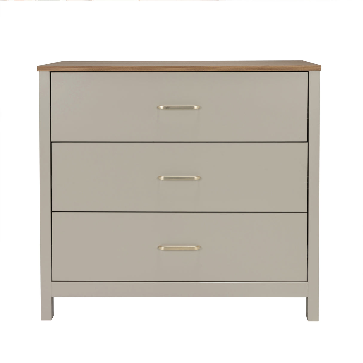 Babymore Mira 2 Piece Nursery Furniture Set with Cot Bed, Under Drawer and Dresser - Cashmere / Warm Oak