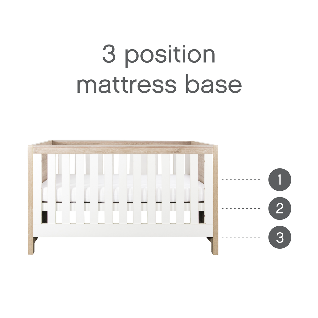 Tutti Bambini Modena 2 Piece Nursery Furniture Set with Cot Bed & Dresser - White & Oak