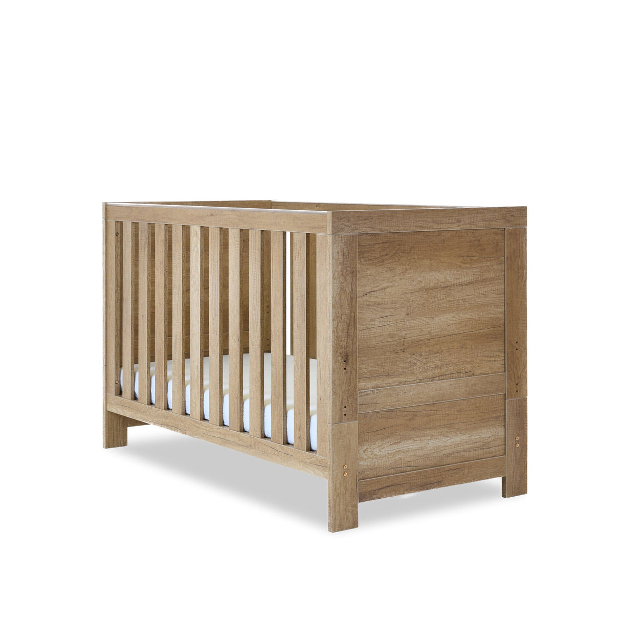 Obaby Nika 3 Piece Nursery Furniture Set with Cot Bed, Dresser and Wardrobe - Oak