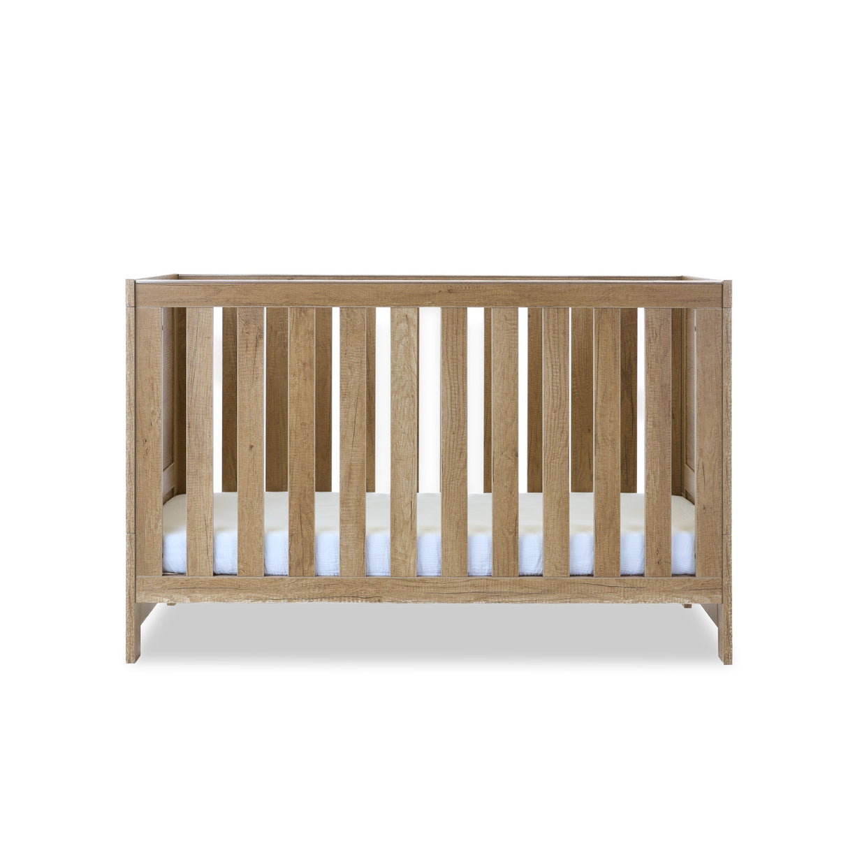 Obaby Nika 3 Piece Nursery Furniture Set with Cot Bed, Dresser and Wardrobe - Oak