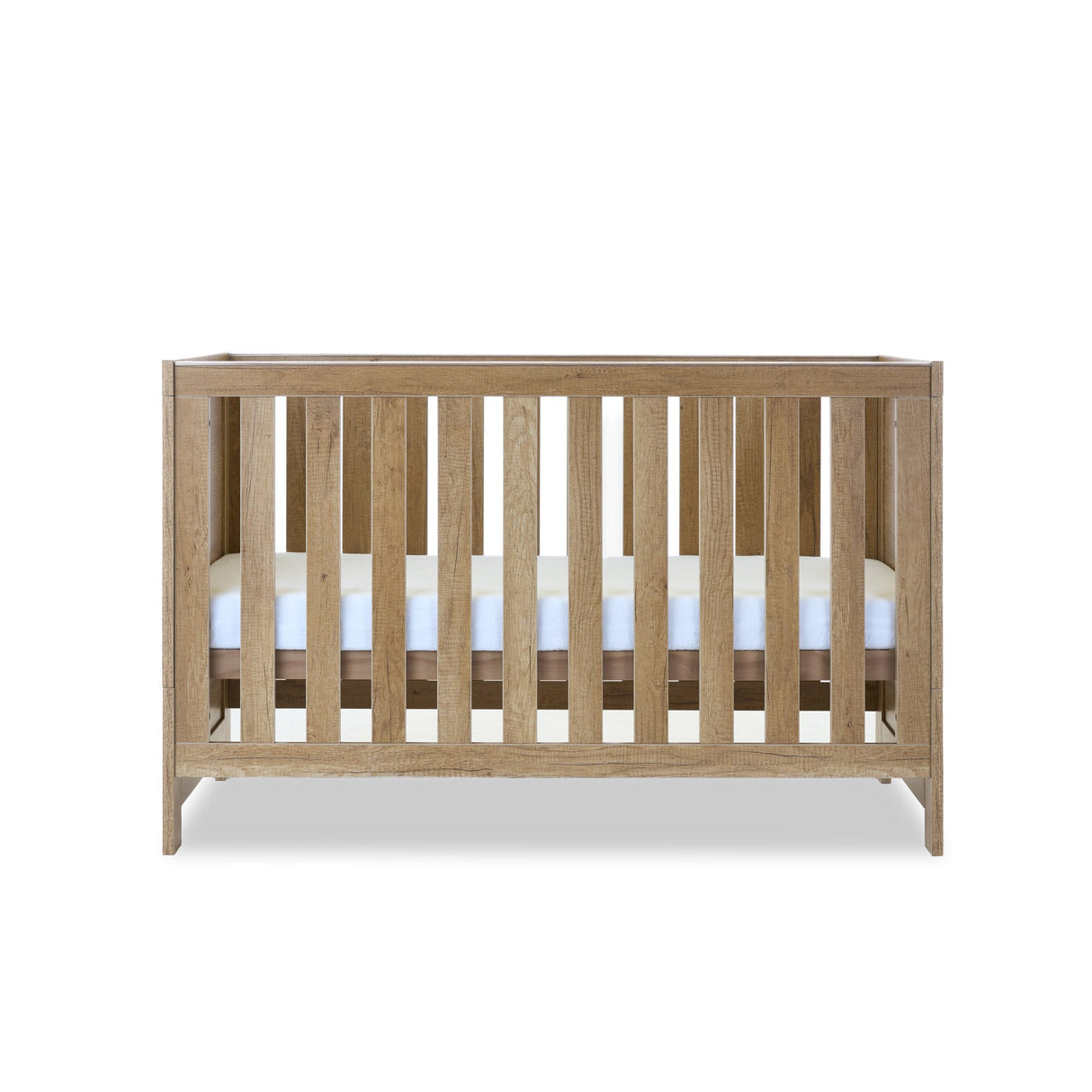 Obaby Nika 3 Piece Nursery Furniture Set with Cot Bed, Dresser and Wardrobe - Oak
