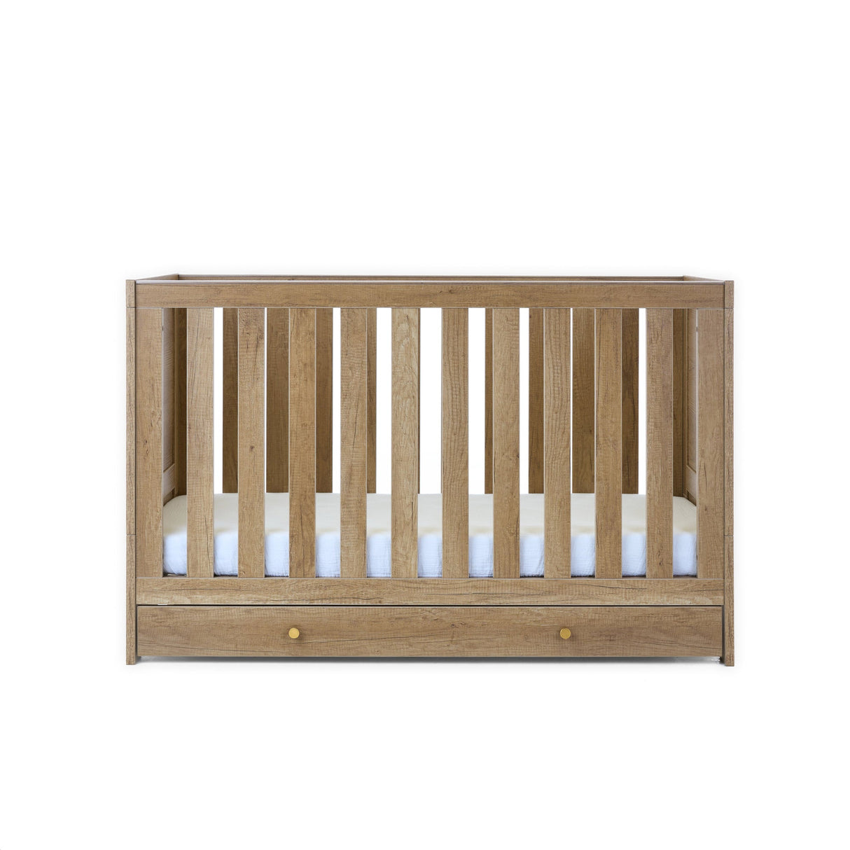 Obaby Nika 2 Piece Nursery Furniture Set with Cot Bed, Under Drawer and Dresser - Oak