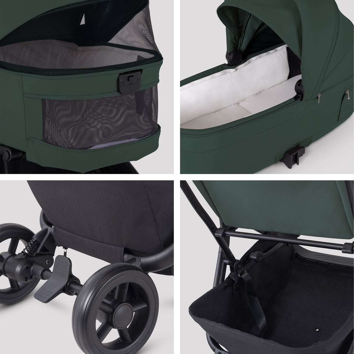 Silver Cross Nia Travel System with Glide 360 Plus Car Seat & ISOFIX Base - Conifer