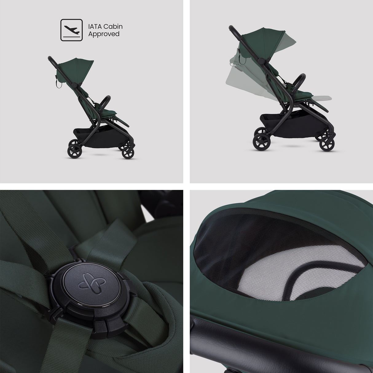 Silver Cross Nia Travel System with Glide 360 Plus Car Seat & ISOFIX Base - Conifer