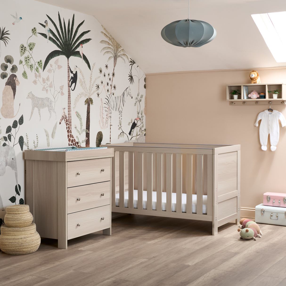 Obaby Nika 2 Piece Furniture Set with Cotbed and Dresser/Changing Unit - Aspen
